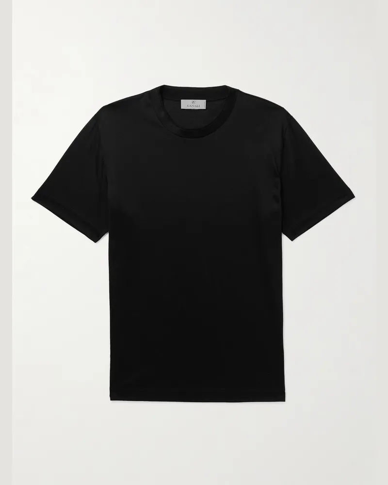 Canali T-Shirt aus Baumwoll-Jersey Schwarz