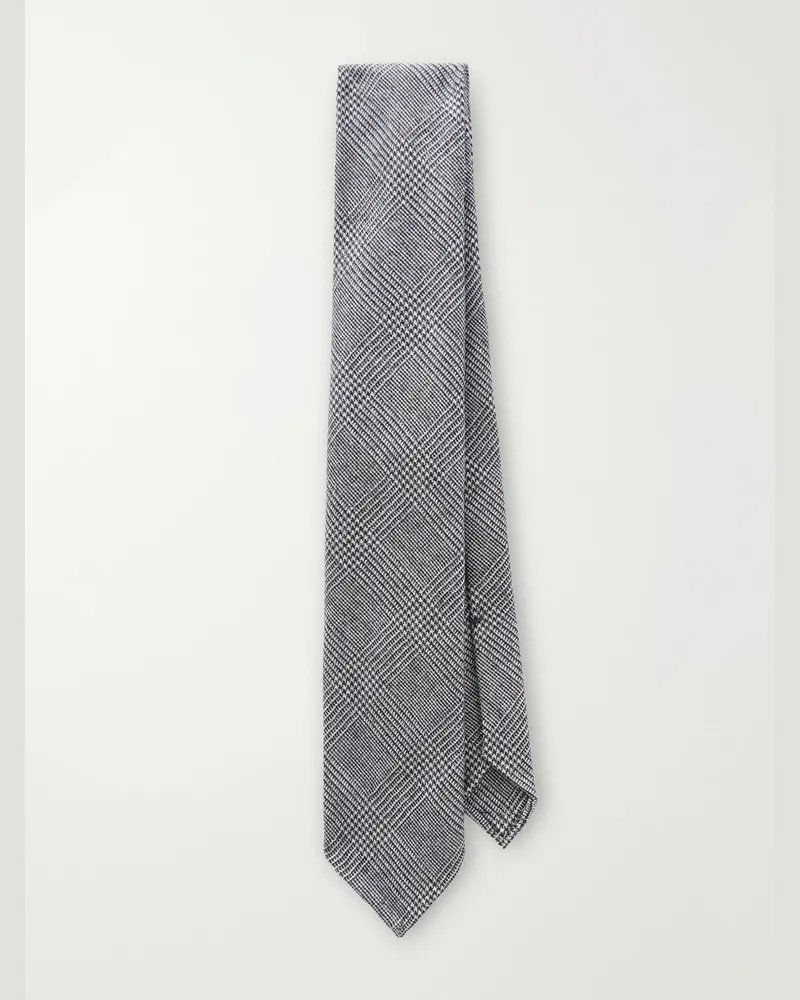 De Petrillo 8cm Prince of Wales Wool Tie Gray