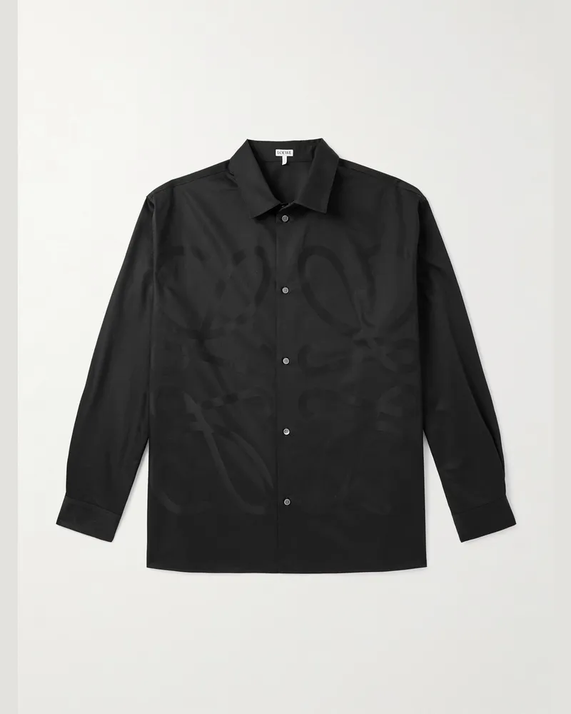 Loewe Hemd aus Baumwoll-Twill mit „Anagram“-Logomuster Schwarz