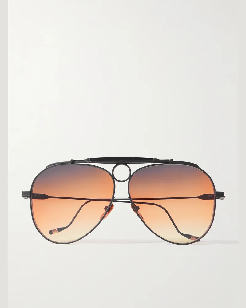 Jacques Marie Mage Diamond Cross Ranch Pilotensonnenbrille in Schwarz Schwarz