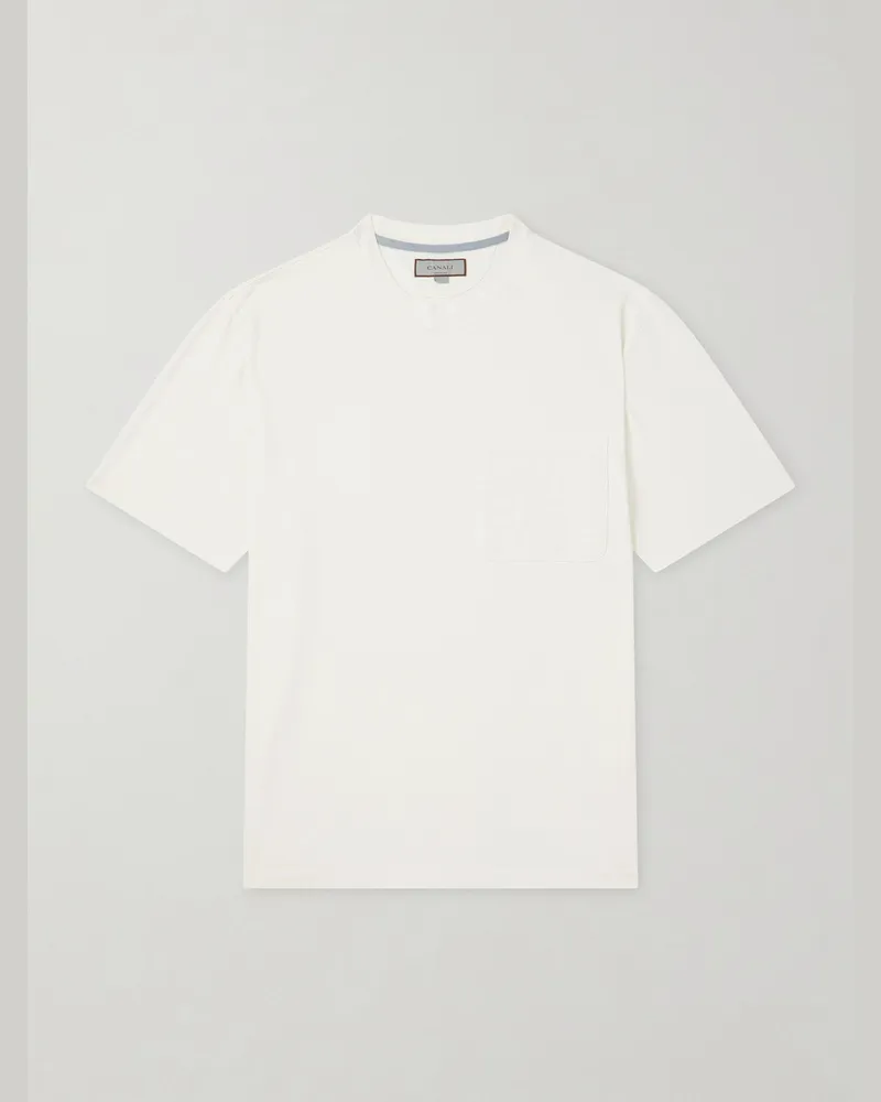 Canali Plain Cotton-Jersey T-Shirt Neutrals
