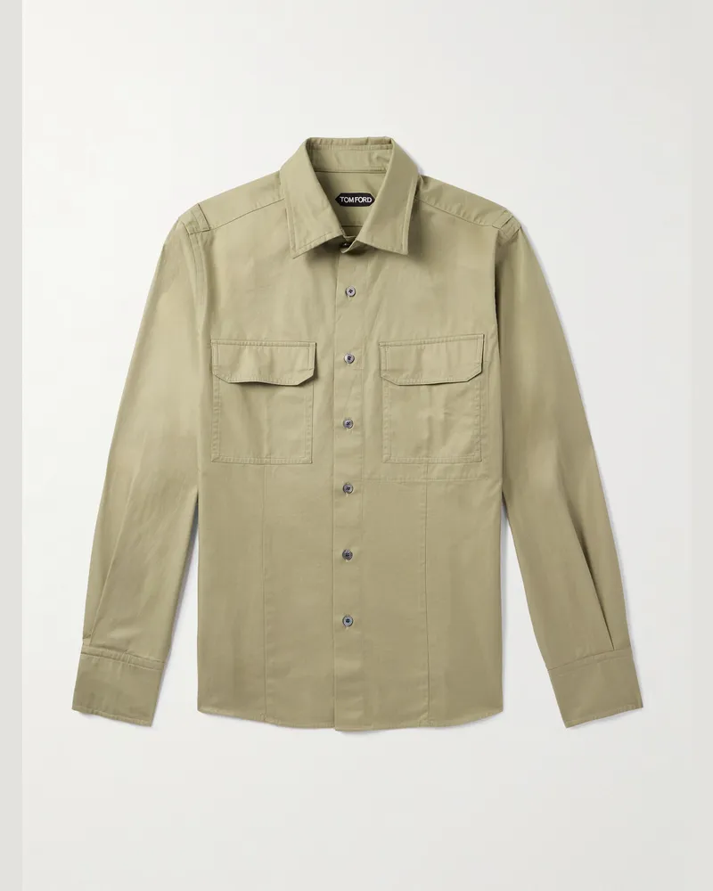 Tom Ford Hemd aus Baumwoll-Twill Grün