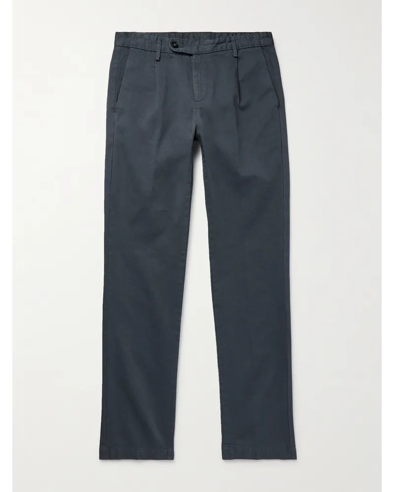 Massimo Alba Ionio2 gerade geschnittene Hose aus Baumwoll-Twill mit Falten Grau