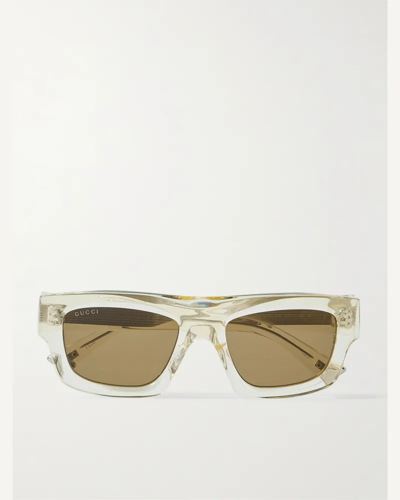 Gucci Sonnenbrille mit rechteckigem Rahmen aus recyceltem Azetat Gelb