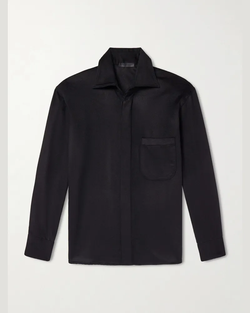 SAMAN AMEL Cashmere Shirt Jacket Black