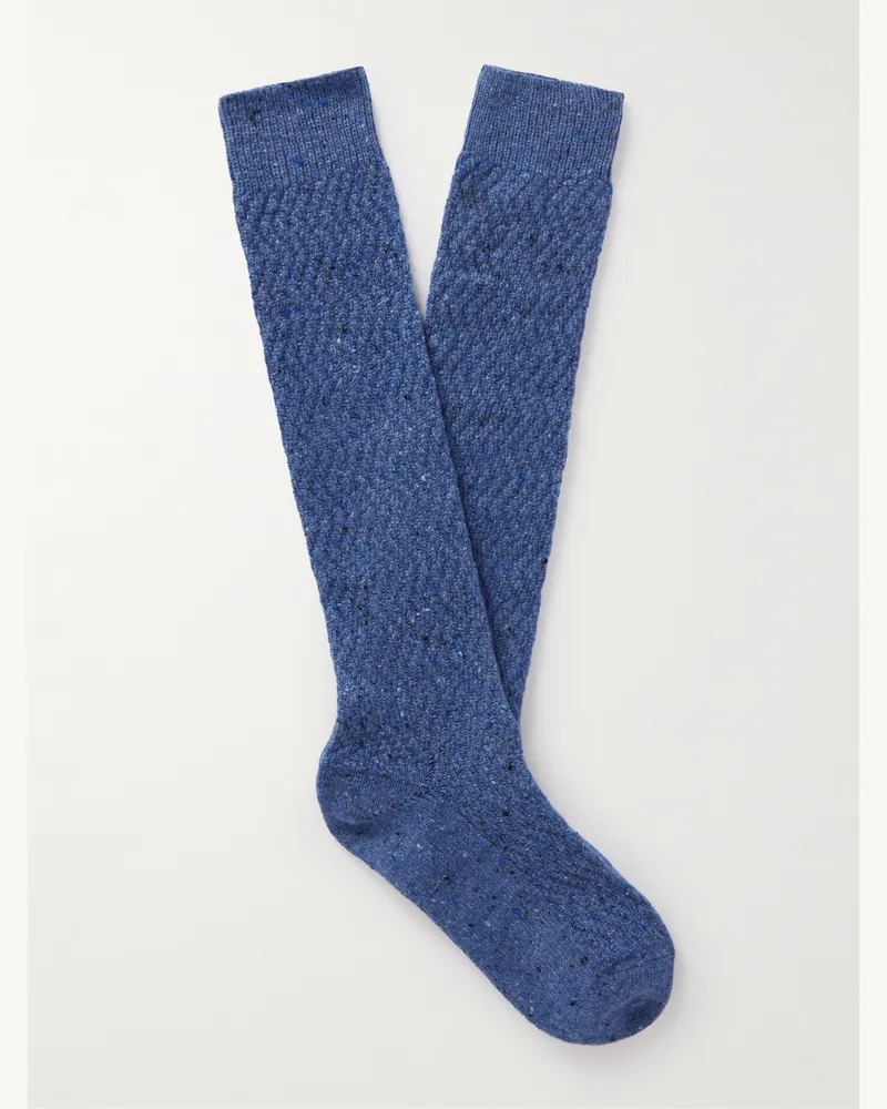 Loro Piana Gisborne Socken aus Kaschmir-Bouclé Blau