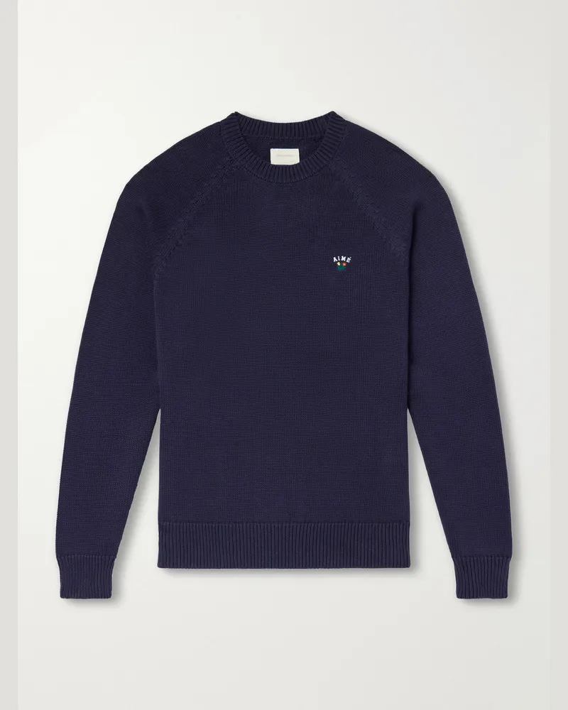 Aimé Leon Dore Logo-Embroidered Cotton Sweater Blue