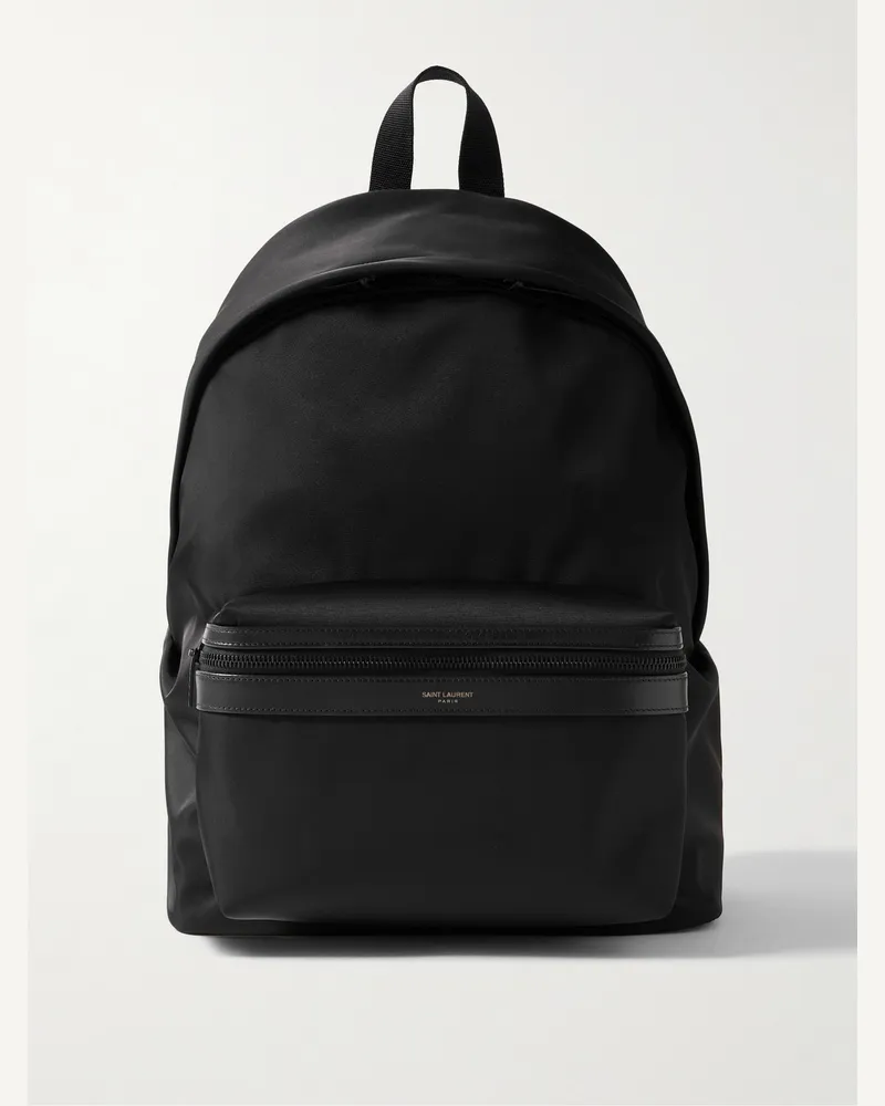 Saint Laurent Leather-Trimmed Shell Backpack Black