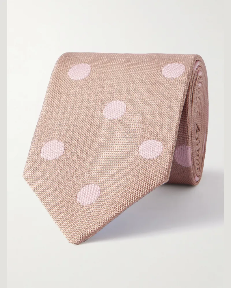 Richard James Krawatte aus Seide mit Punkten, 8 cm Pink