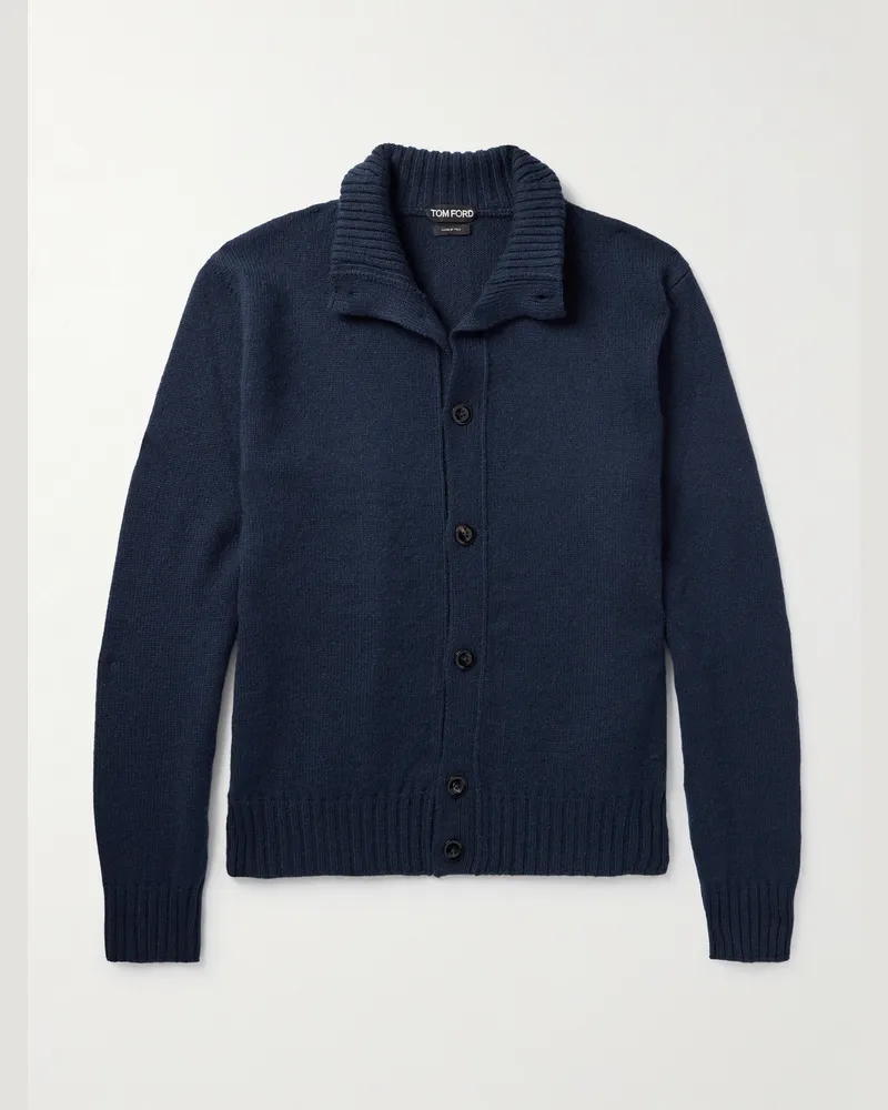 Tom Ford Cardigan aus einer Mischung aus Wolle, Kaschmir und Mohair Blau