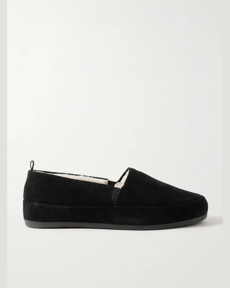 MULO Shearling-Lined Suede Loafers Black