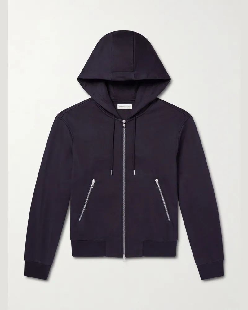 Dries van Noten Kapuzenjacke aus Baumwoll-Jersey mit Reißverschluss Blau