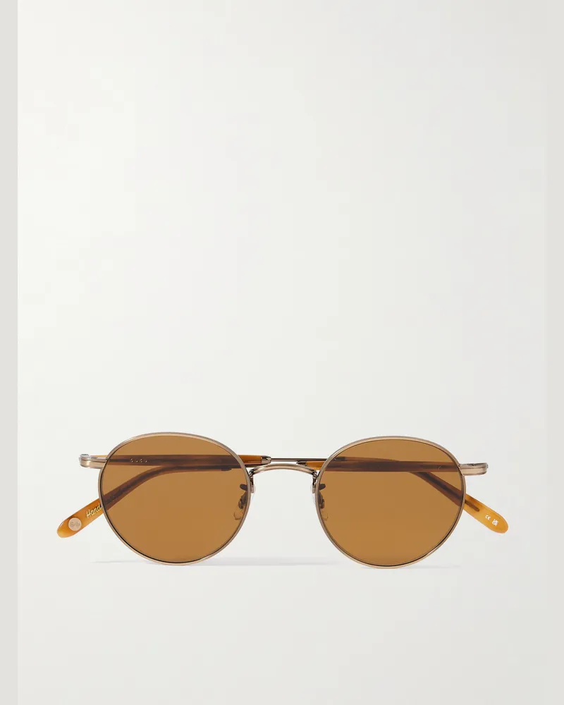 Garrett Leight Wilson M Sun goldfarbene Sonnenbrille mit rundem Rahmen und Details aus Azetat Gold