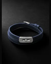 Messika My Move Armband aus Leder und gebürstetem Titan mit Diamant Blau