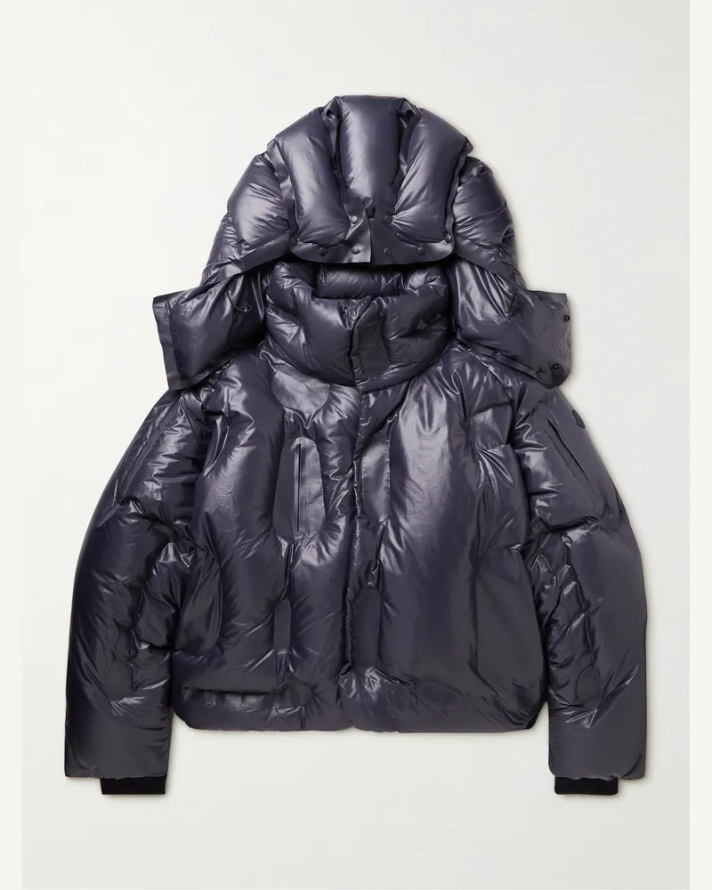 Moncler Dingyun Zhang Klolk Daunenjacke aus gestepptem Shell mit Logoapplikation und Kapuze Blau