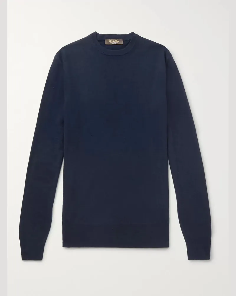 Loro Piana Schmal geschnittener Pullover aus Baby-Kaschmir Blau