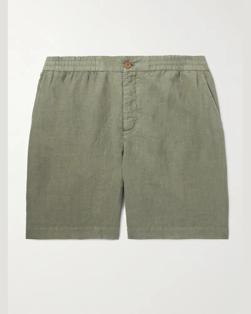 MR P. Gerade geschnittene Shorts aus Leinen Grün