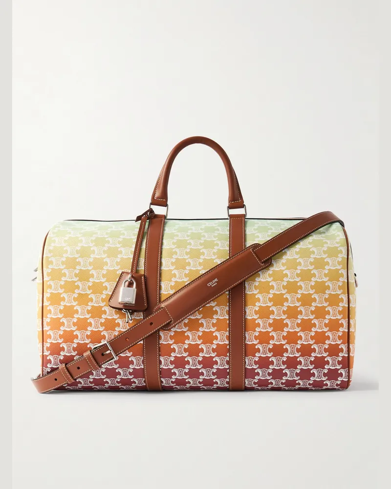 Celine Medium Voyage Reisetasche aus beschichtetem Canvas mit Logoprint und Lederbesatz Gelb