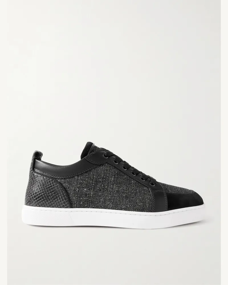Christian Louboutin Rantulow Sneakers aus Canvas, Veloursleder und Leder mit Schlangeneffekt Schwarz