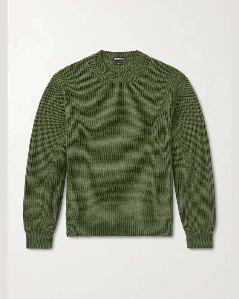 Tom Ford Ribbed Wool Sweater Green