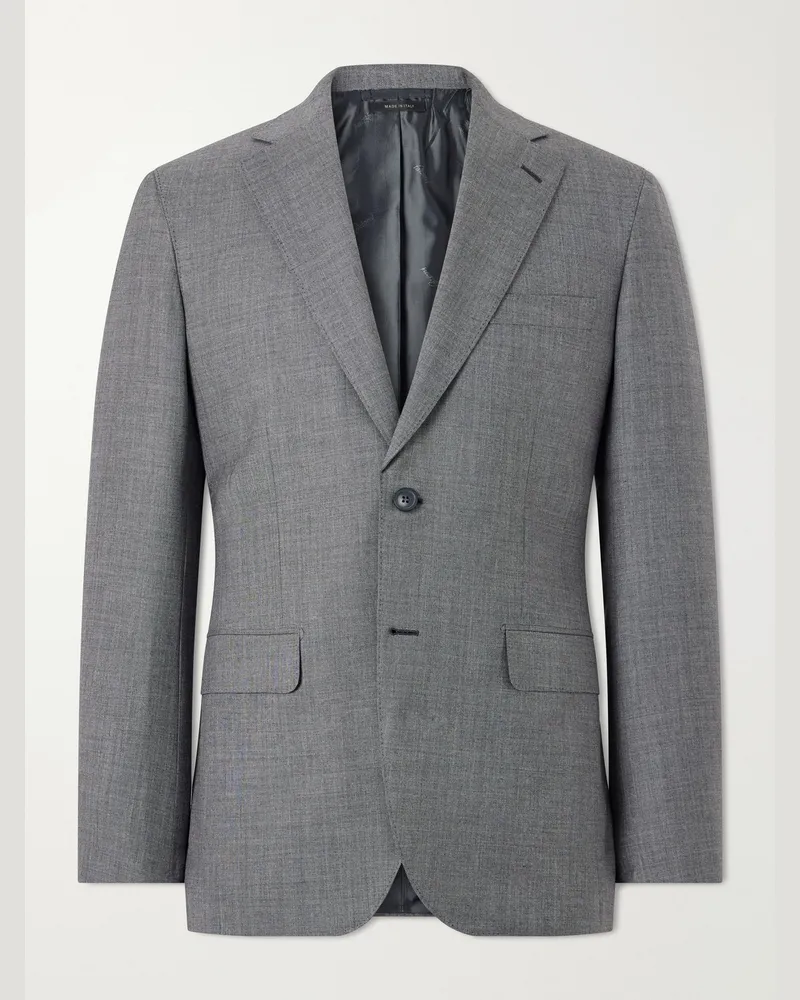 Brioni Plume Wool-Twill Suit Jacket Gray