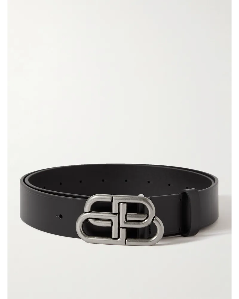 Balenciaga 3.5cm Logo-Embellished Leather Belt Schwarz