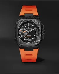 Bell & Ross BR-X5 Carbon Orange Chronometer 41 mm Uhr aus Titan mit DLC-Beschichtung, automatischem Aufzug und Kautschukarmband in limitierter Auflage, Ref.-Nr.: BRX5R-BO-TC/SRB Schwarz