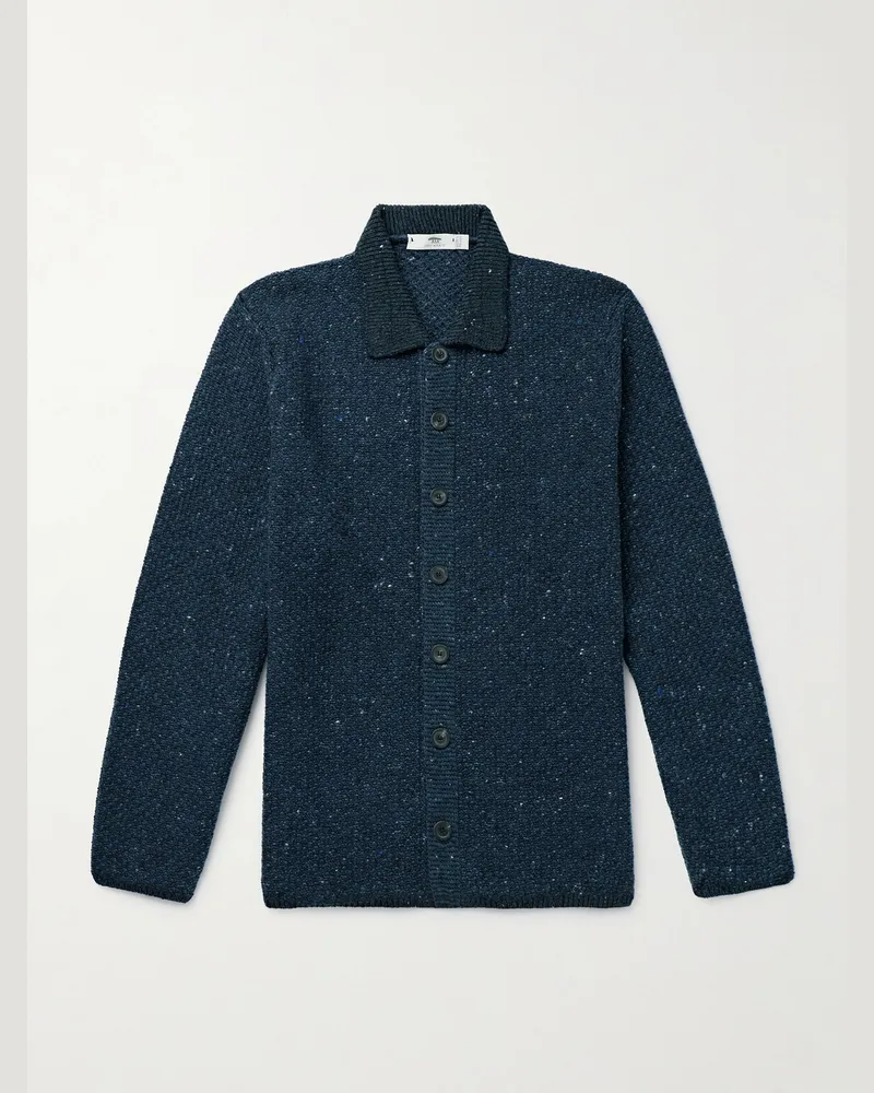 Inis Meáin Breidin Hemdjacke aus einer Merinowoll-Kaschmirmischung Blau