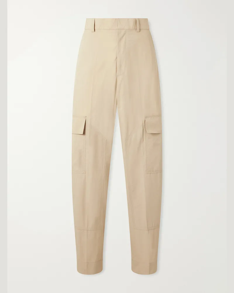 Bottega Veneta Straight-Leg Cotton-Toile Cargo Trousers Neutrals