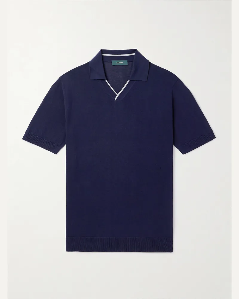 Incotex Zanone schmal geschnittenes Polohemd aus Baumwolle Blau