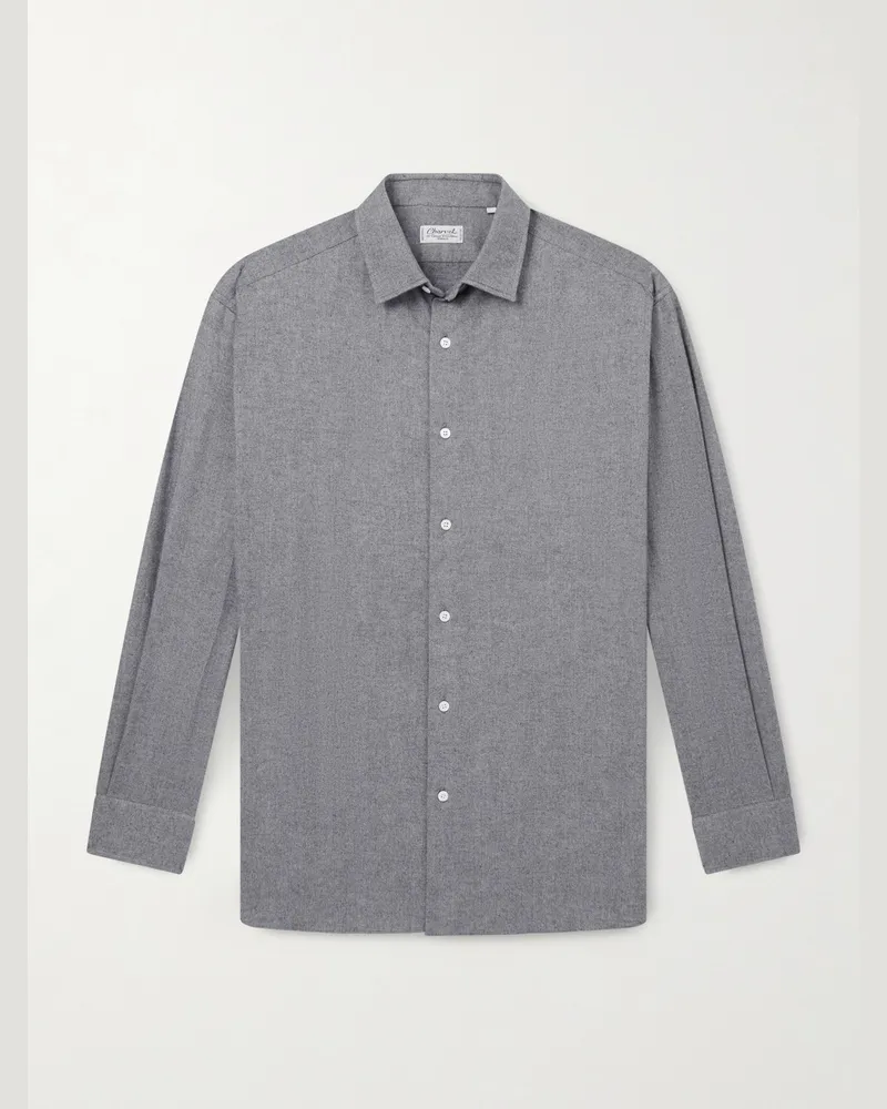 Charvet Hemd aus Baumwolle mit Fischgratmuster Grau