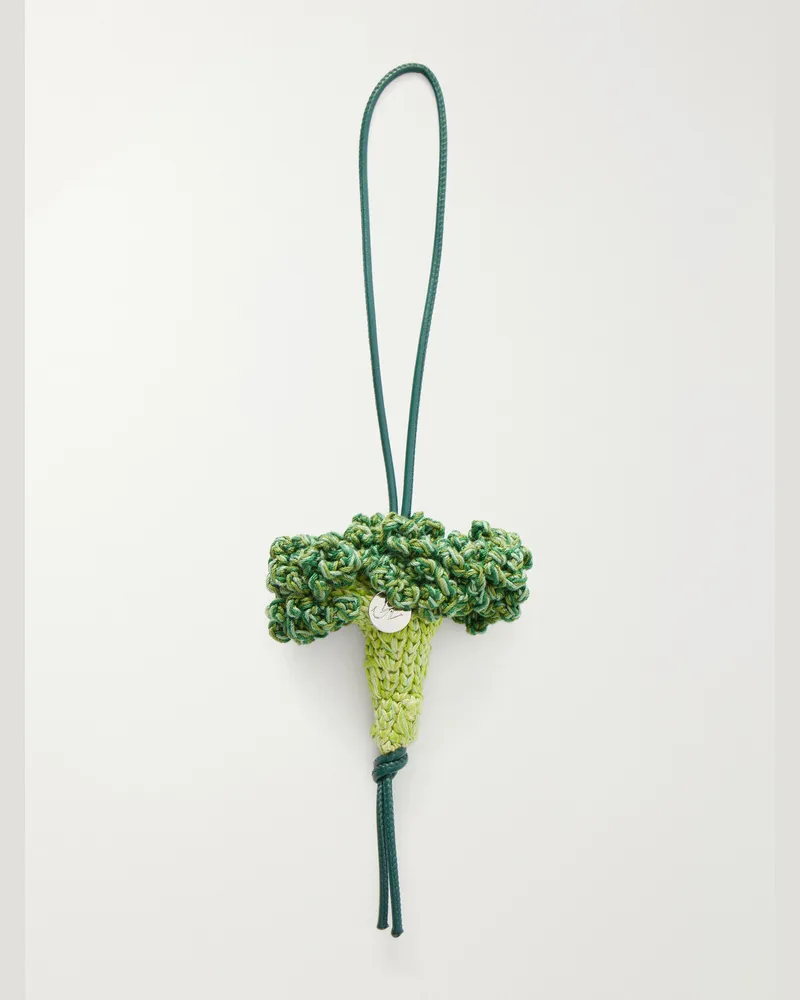 J.W.Anderson Broccoli Crocheted Cotton and Leather Bag Charm Green