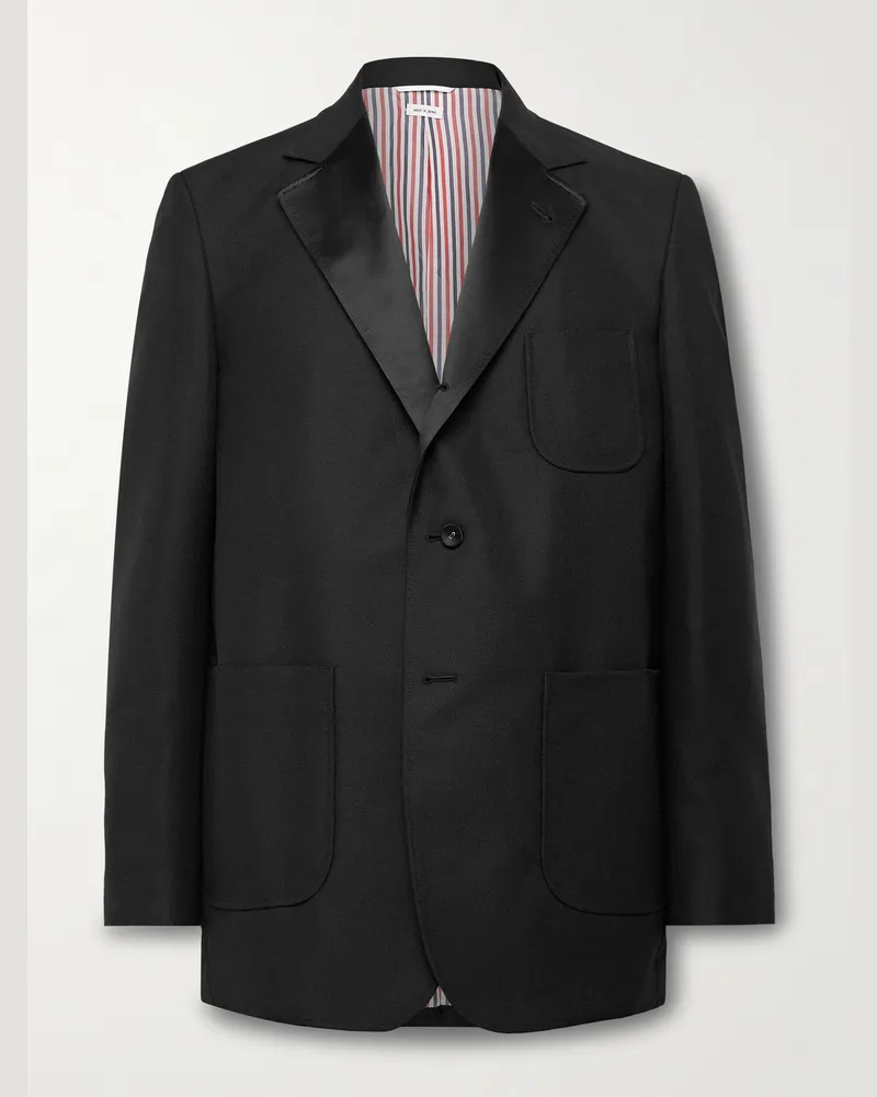 Thom Browne Oversized-Sakko aus einer Woll-Mohairmischung mit Satinbesatz Schwarz