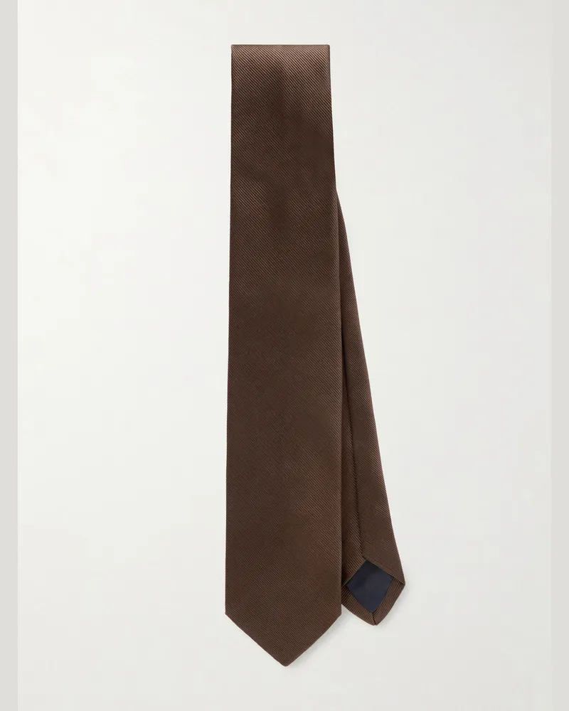 Drake's 8cm Silk-Twill Tie Brown
