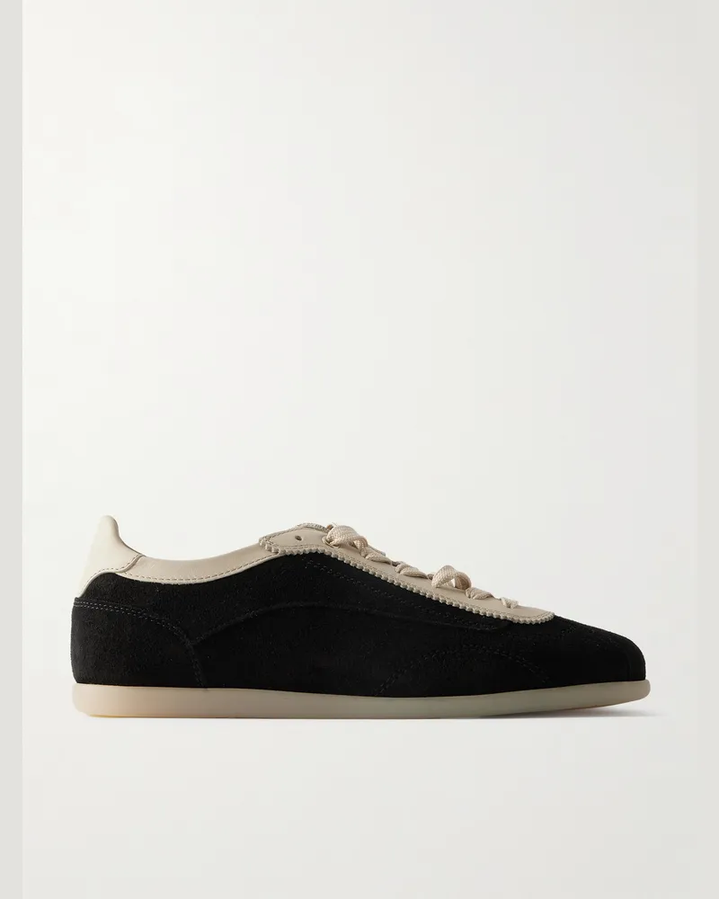 Brunello Cucinelli Sneakers aus Veloursleder mit Lederbesatz Schwarz