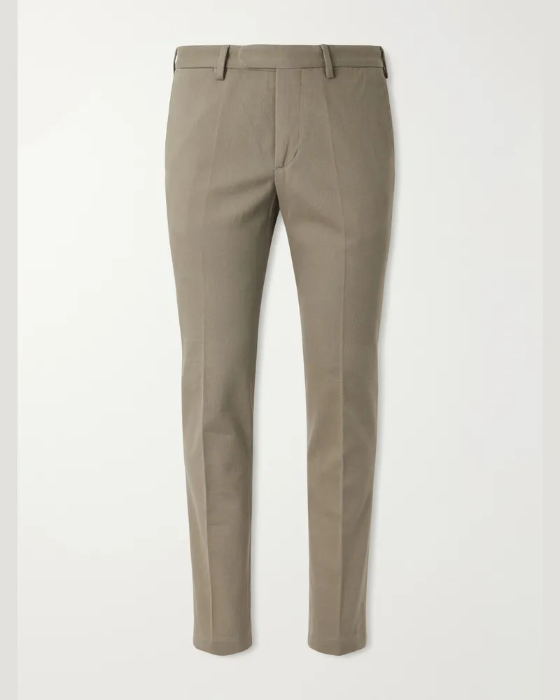 Thom Sweeney Straight-Leg Cotton-Twill Trousers Neutrals