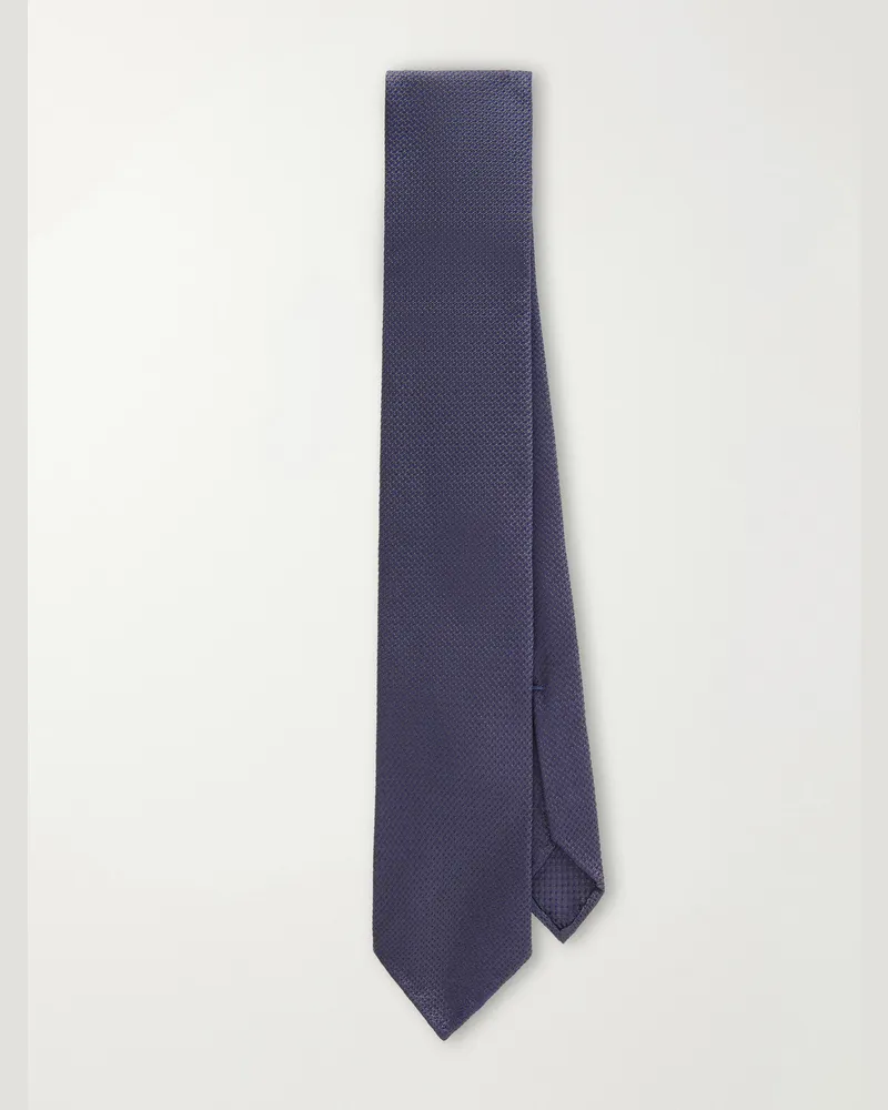 De Petrillo 8cm Silk-Jacquard Tie Blue