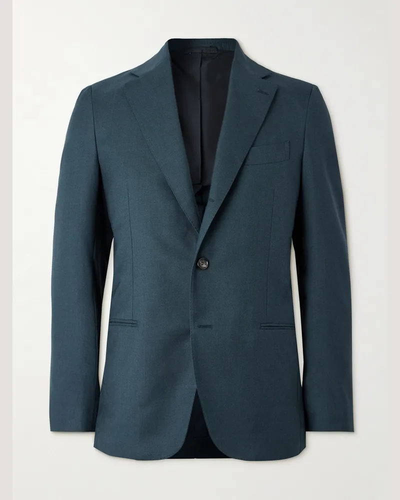 De Petrillo Napoli Wool and Silk-Blend Twill Suit Jacket Blue