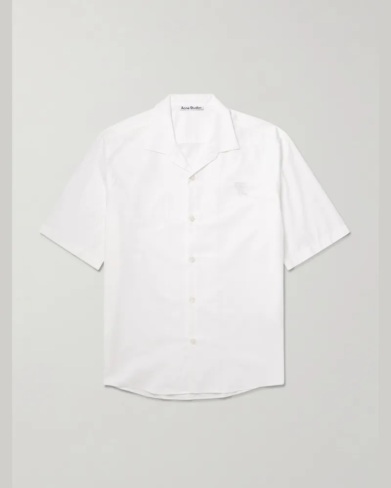 Acne Studios Solon Oversized-Hemd aus Baumwoll-Piqué mit Reverskragen und Stickerei Weiß