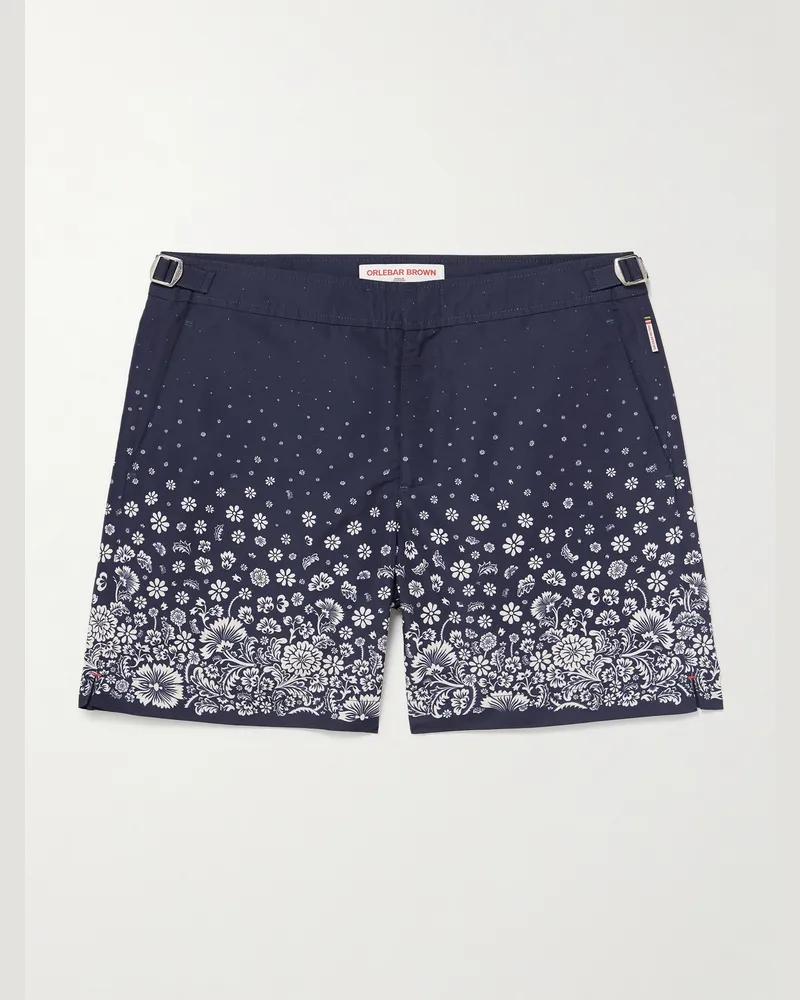 Orlebar Brown Bulldog Plant gerade geschnittene mittellange Badeshorts aus recyceltem Shell Blau