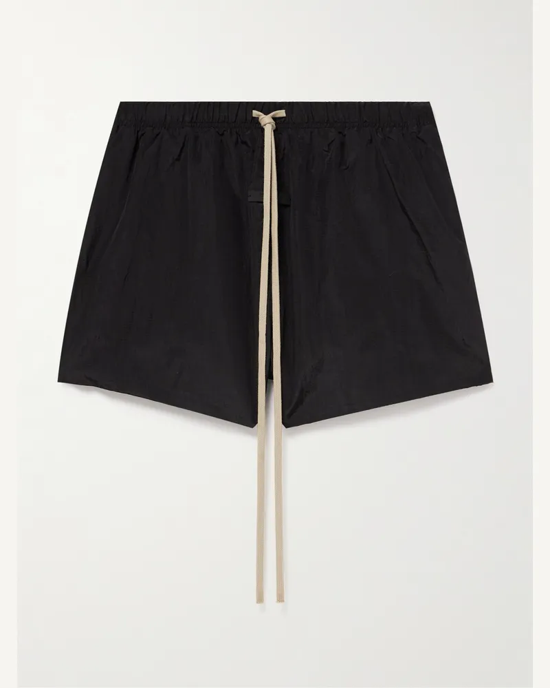 Fear of God Weit geschnittene Shorts aus Nylon-Ripstop in Knitteroptik mit Kordelzugbund und Logodetail Schwarz