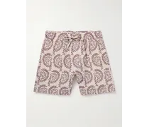 Nature gerade geschnittene Shorts aus besticktem Leinen mit Kordelzugbund