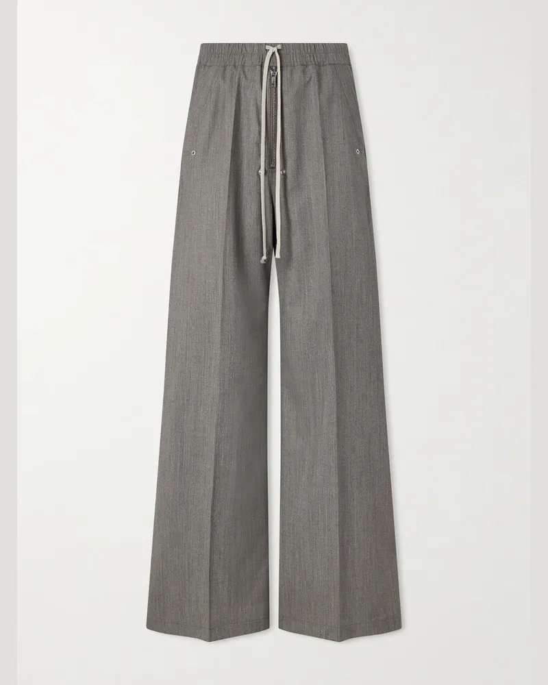 Rick Owens Bela Wide-Leg Wool Drawstring Trousers Gray