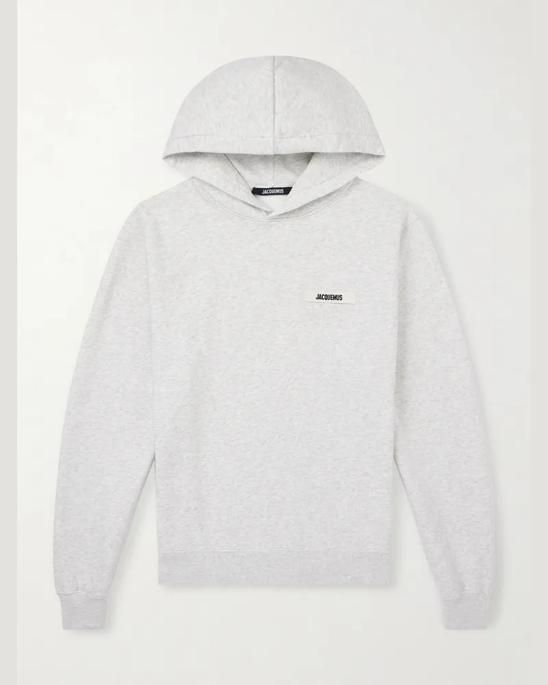 Jacquemus Hoodie aus Baumwoll-Jersey mit Logoapplikation Grau