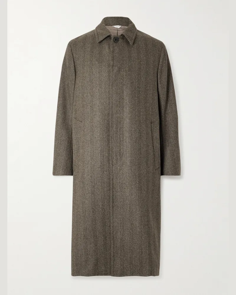 Boglioli Loden Herringbone Wool-Blend Coat Gray