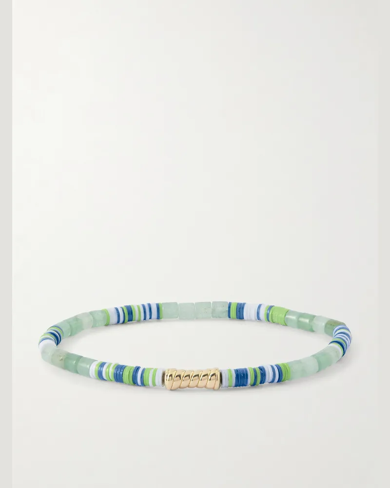 Luis Morais 14-Karat Gold Green Aventurine Beaded Bracelet Green