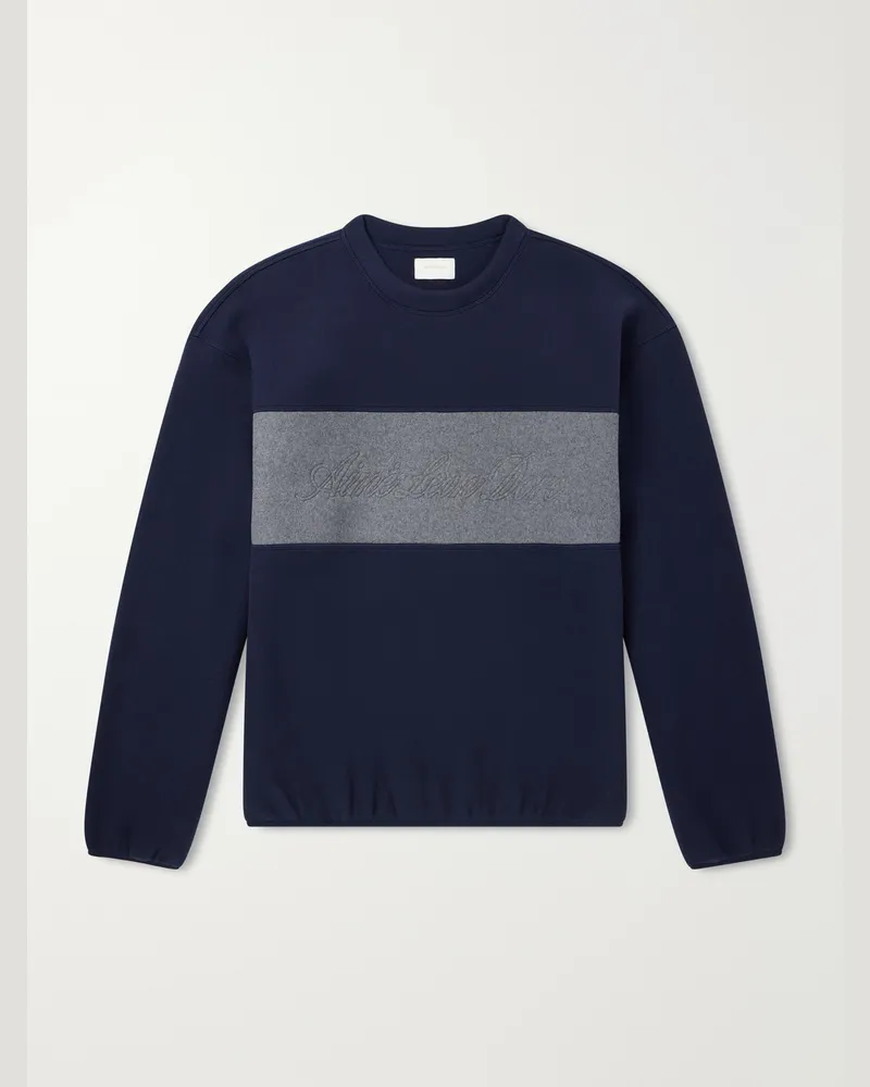 Aimé Leon Dore Logo-Embroidered Two-Tone Fleece Sweatshirt Blue
