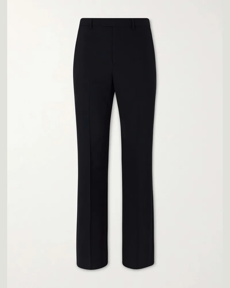 Valentino Garavani Straight-Leg Pleated Grain de Poudre Wool Trousers Black