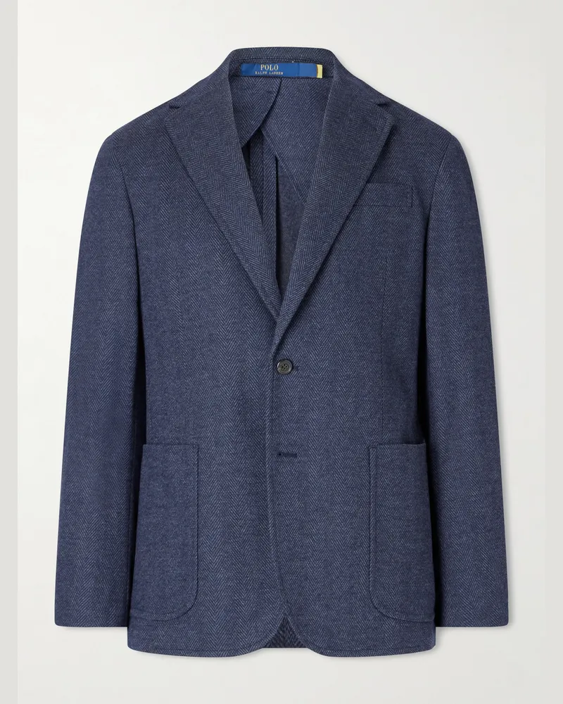 Ralph Lauren Sakko aus Tweed mit Fischgratmuster Blau