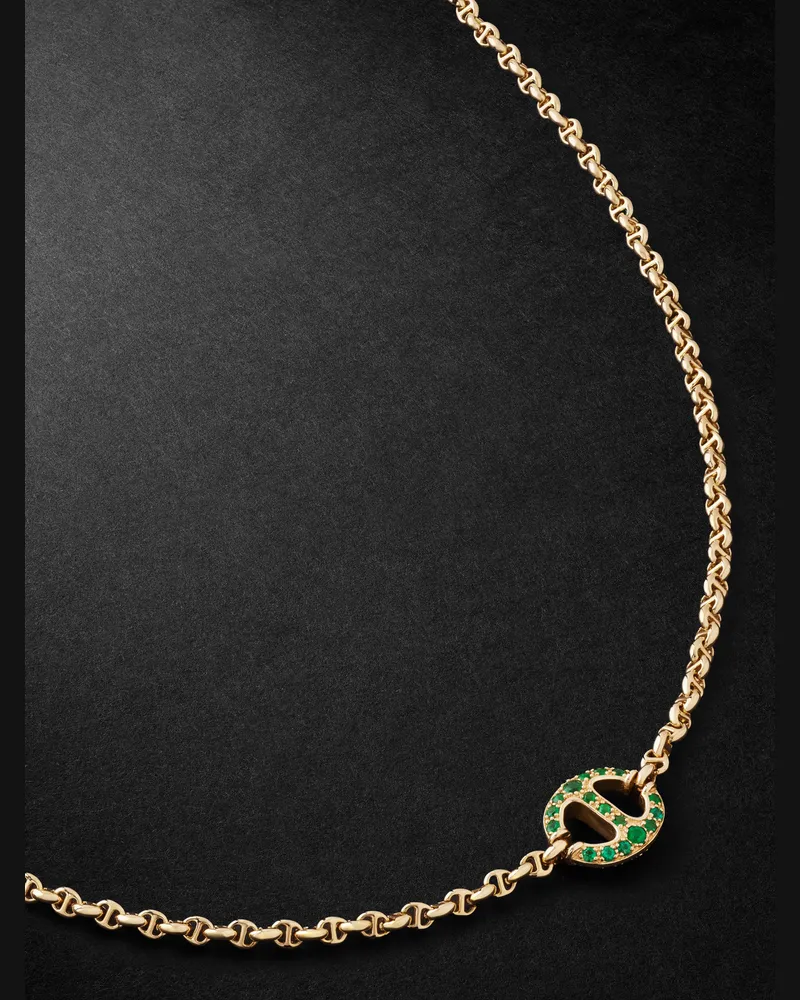 HOORSENBUHS 18-Karat Gold, Emerald and Diamond Necklace Green